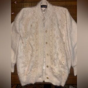 Elegant Cream Embroidered Women's Sweater